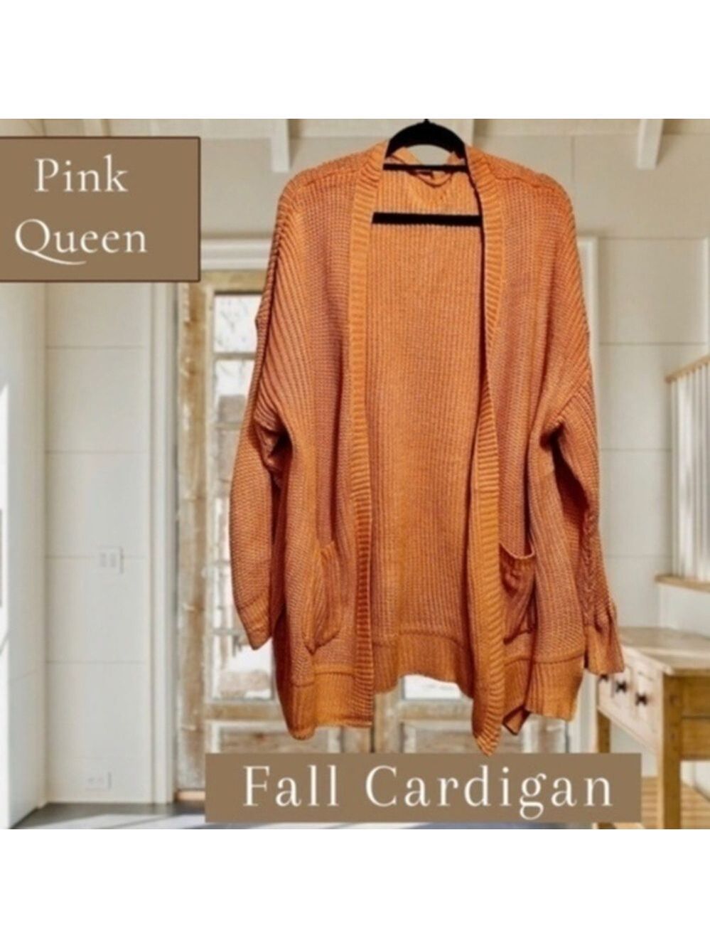 PINK QUEEN Long Dolman Sleeve, Relaxed Fit/Slouchy Open Front Cardigan
